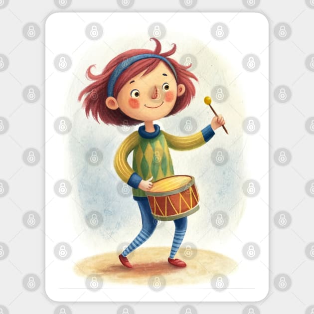 Drum Playing cute girl Sticker by osmansargin